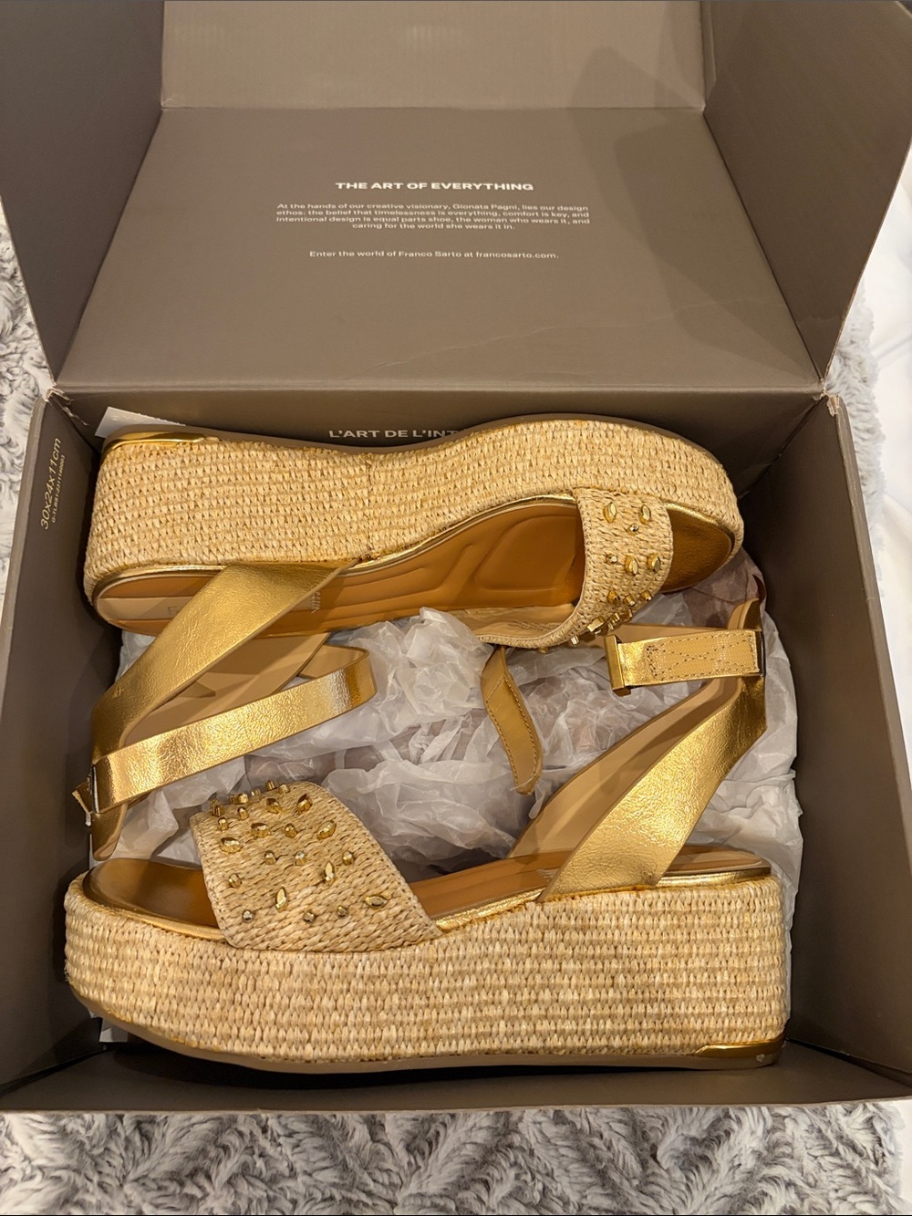 Gold Platform Wedge Sandals - Brand: Franco Sarto